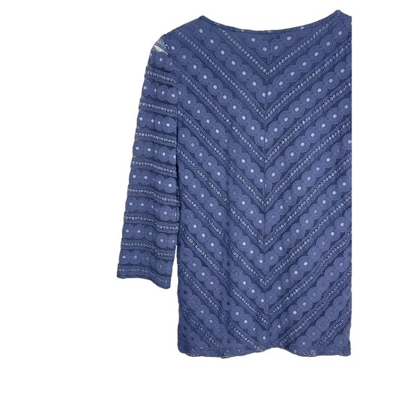 Ann Taylor Petite XS Blue Lace Blouse 3/4 Sleeve Work Top - Picture 10 of 12